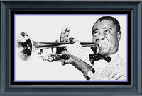 Thumbnail for Stitching Jules Design Cross Stitch Pattern Louis Armstrong Jazz Trumpet Musician Monochrome Counted Cross Stitch Pattern PDF Digital Download Pattern Keeper Ready