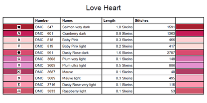 Stitching Jules Design Cross Stitch Pattern Love Heart Counted Cross Stitch Pattern Instant PDF Download