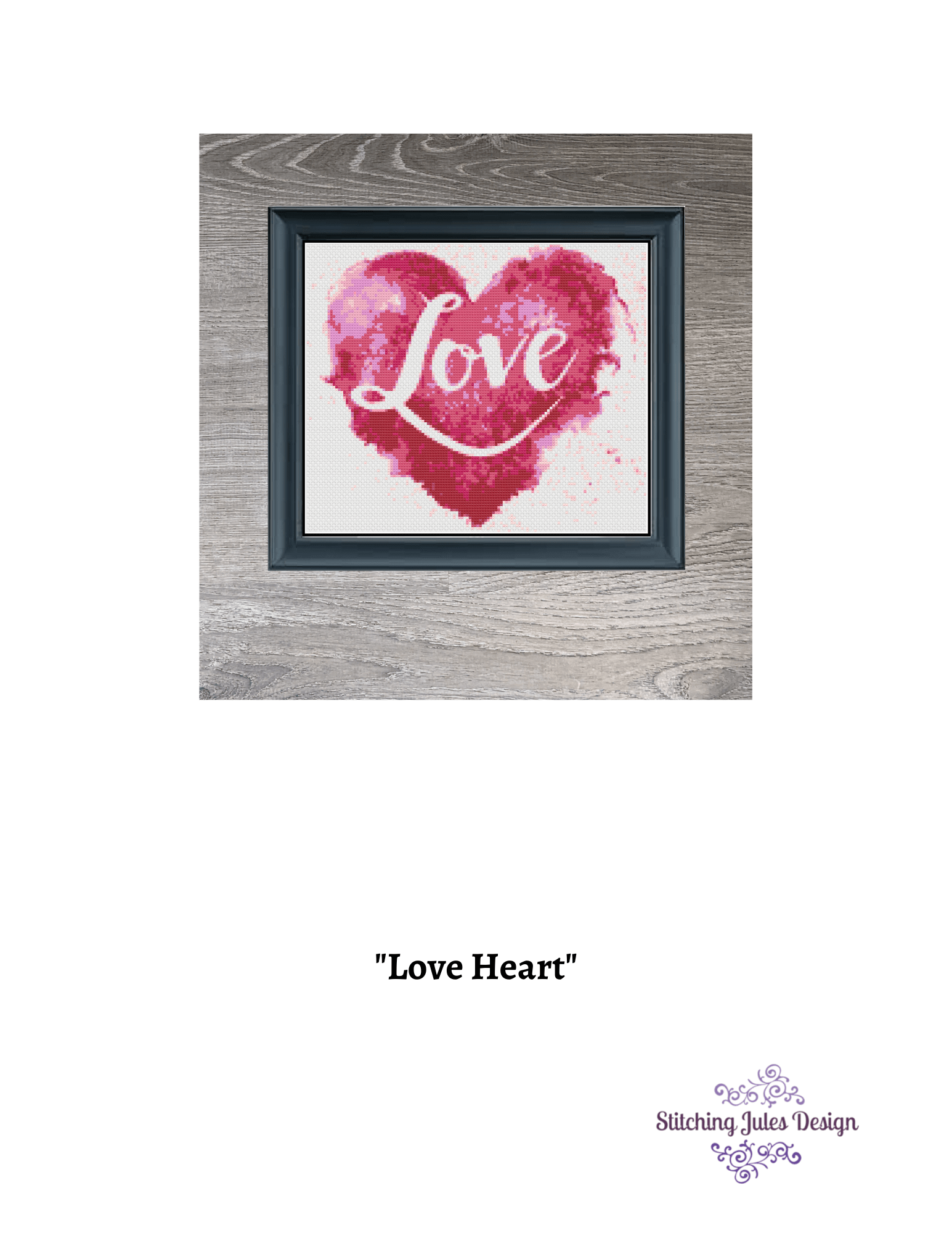 Stitching Jules Design Cross Stitch Pattern Love Heart Counted Cross Stitch Pattern Instant PDF Download