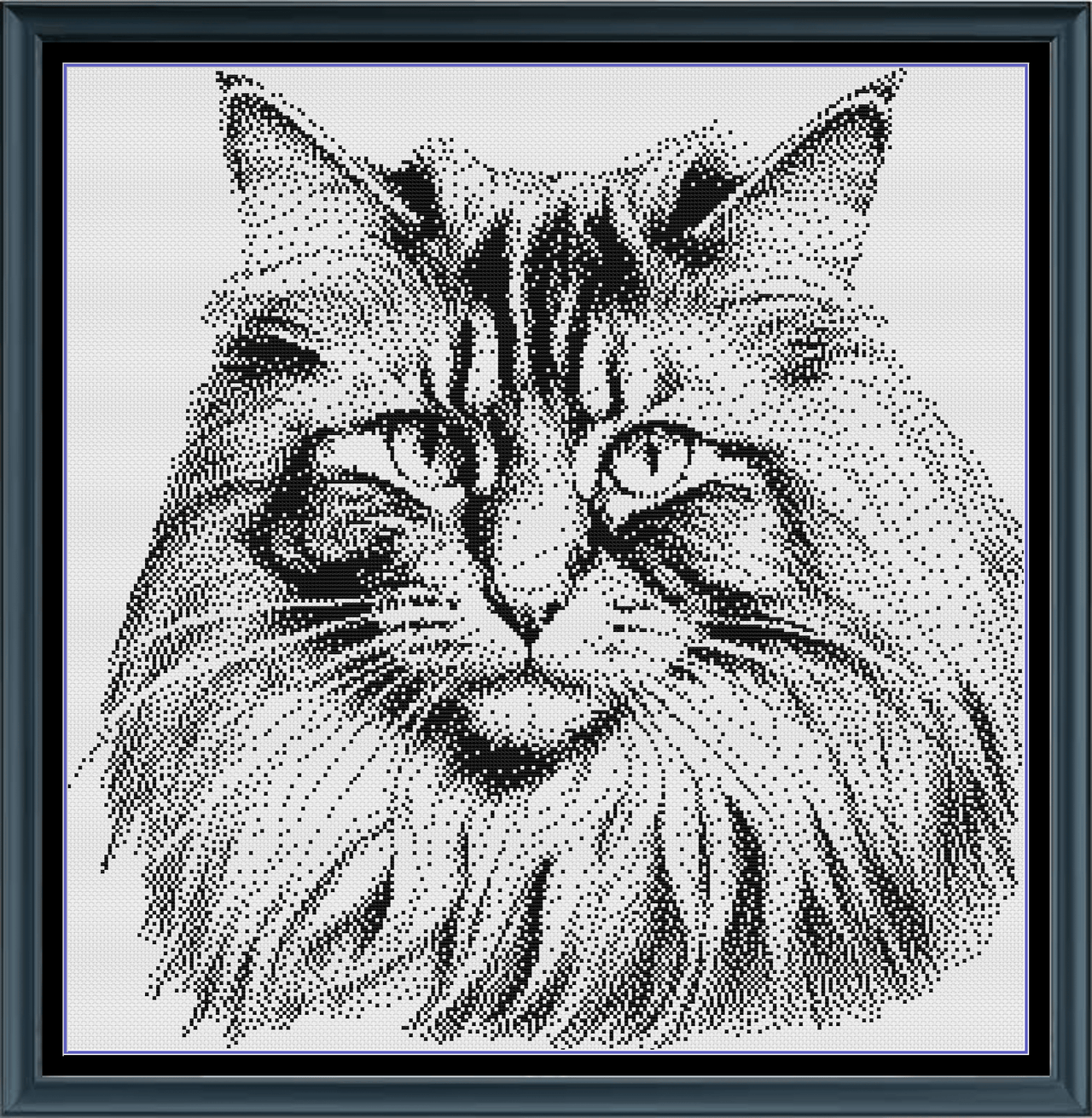 Stitching Jules Design Cross Stitch Pattern Maine Coon Monochrome