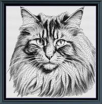 Thumbnail for Stitching Jules Design Cross Stitch Pattern Maine Coon Monochrome