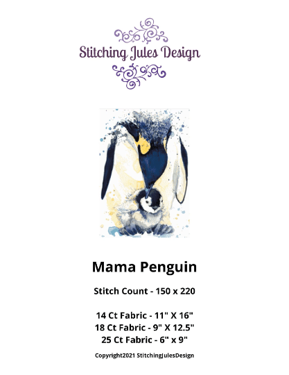 Stitching Jules Design Cross Stitch Pattern Mama Penguin And Baby Wildlife Animal Watercolor Cross Stitch Embroidery Needlepoint Pattern Instant PDF Download