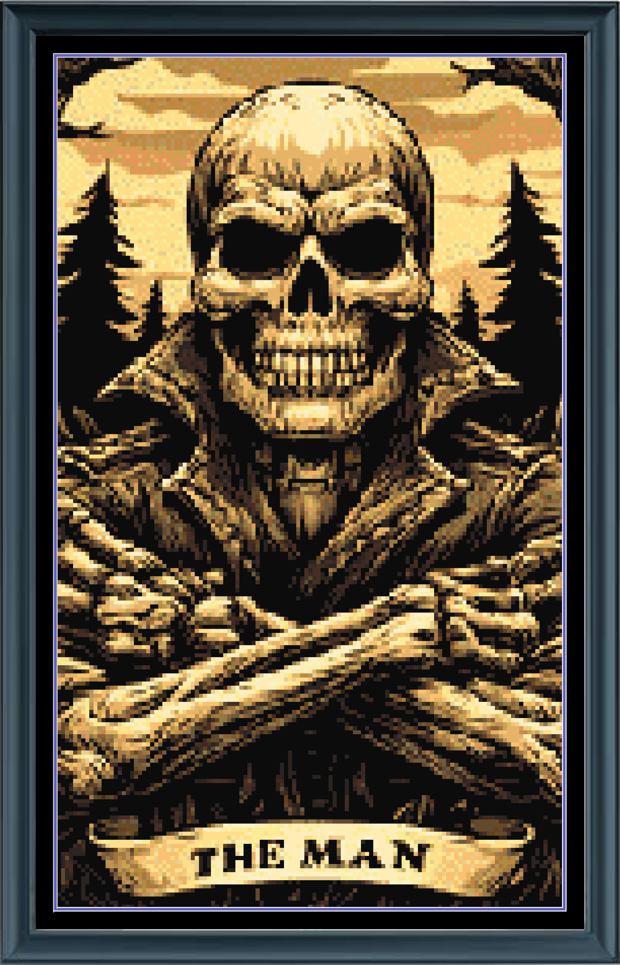 Stitching Jules Design Cross Stitch Pattern Man Skelelton Horror Tarot Card Gothic Full Coverage Counted Cross Stitch Pattern Digital Download