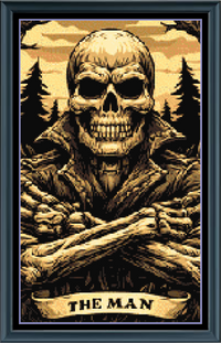 Thumbnail for Stitching Jules Design Cross Stitch Pattern Man Skelelton Horror Tarot Card Gothic Full Coverage Counted Cross Stitch Pattern Digital Download