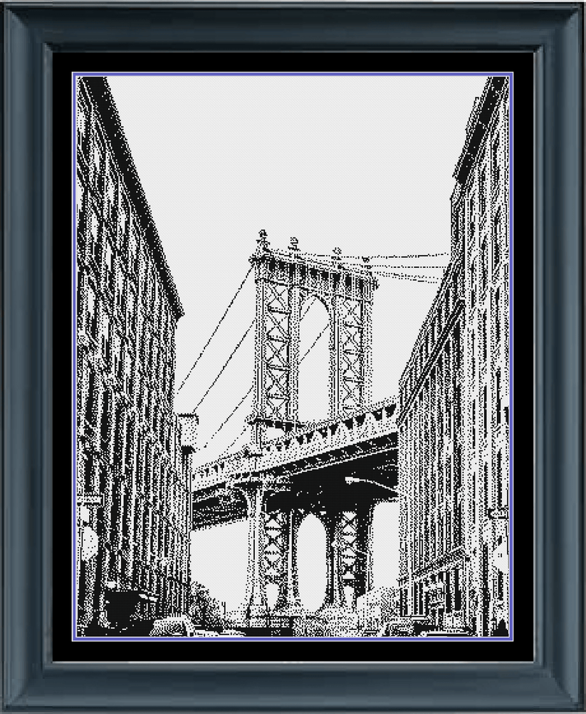 Manhattan Pattern Vector Manhattan Bridge New York City Cross Stitch Pattern Instant PDF Downlo ...