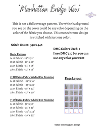 Thumbnail for Stitching Jules Design Cross Stitch Pattern Manhattan Bridge New York City Cross Stitch Pattern Instant PDF Download