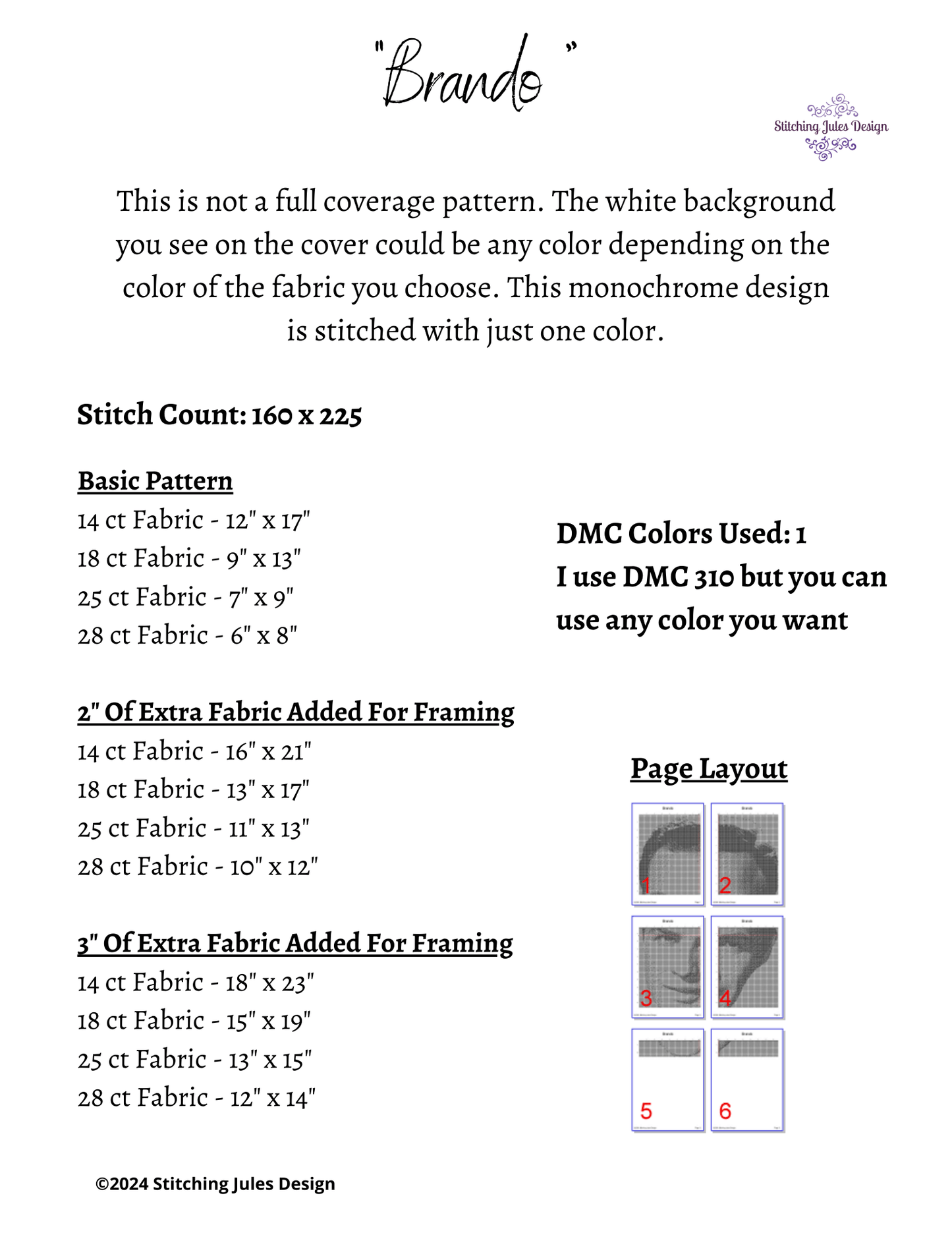 Stitching Jules Design Cross Stitch Pattern Marlon Brando Counted Cross Stitch Pattern | American Actor | Monochrome Blackwork Pattern | Instant Download PDF