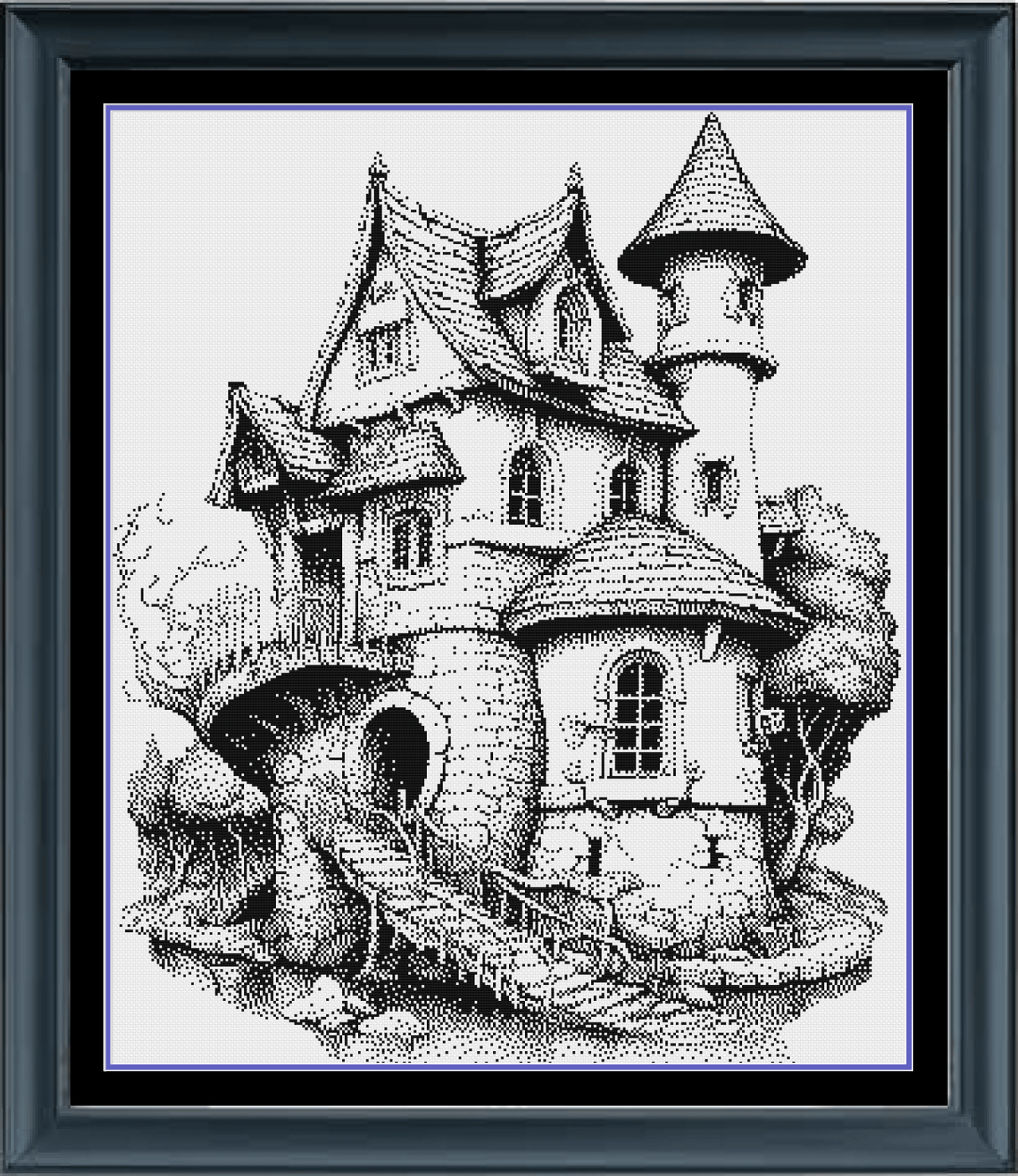 Stitching Jules Design Cross Stitch Pattern Medieval Castle House Counted Cross Stitch Pattern | Monochrome Cross Stitch | Instant Download PDF