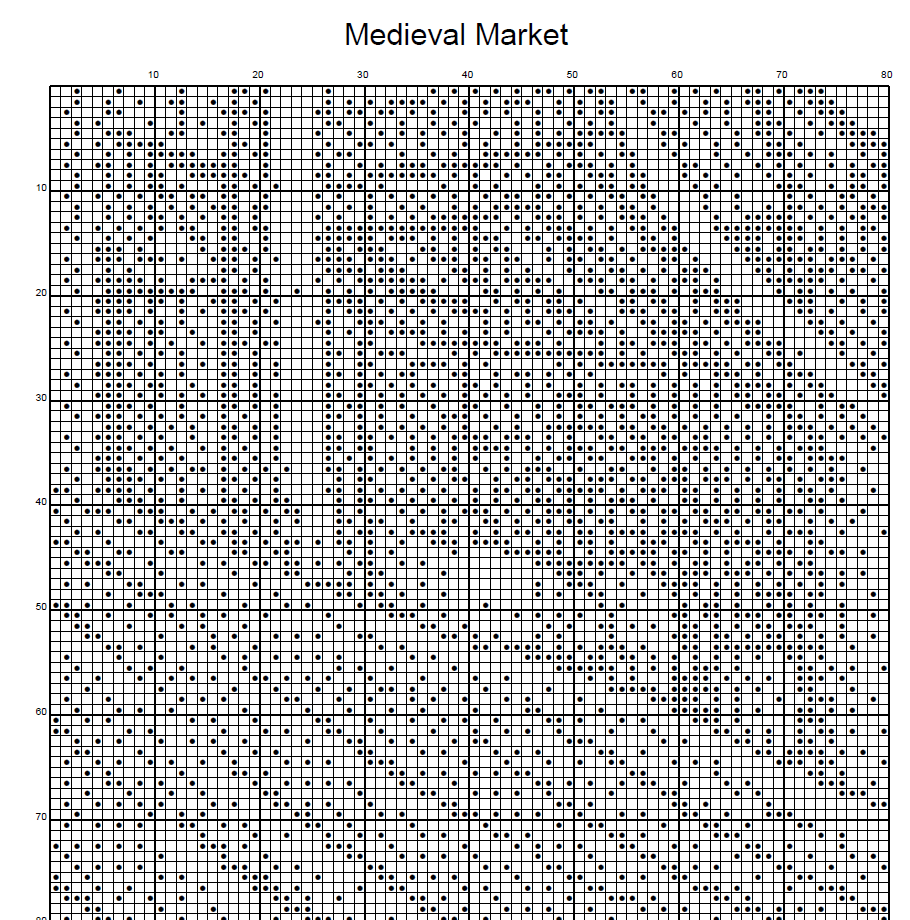 Stitching Jules Design Cross Stitch Pattern Medieval Village Middle Ages Monochrome Counted Cross-Stitch Pattern Digital Download