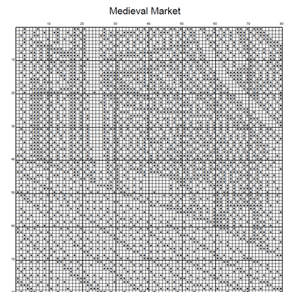 Stitching Jules Design Cross Stitch Pattern Medieval Village Middle Ages Monochrome Counted Cross-Stitch Pattern Digital Download