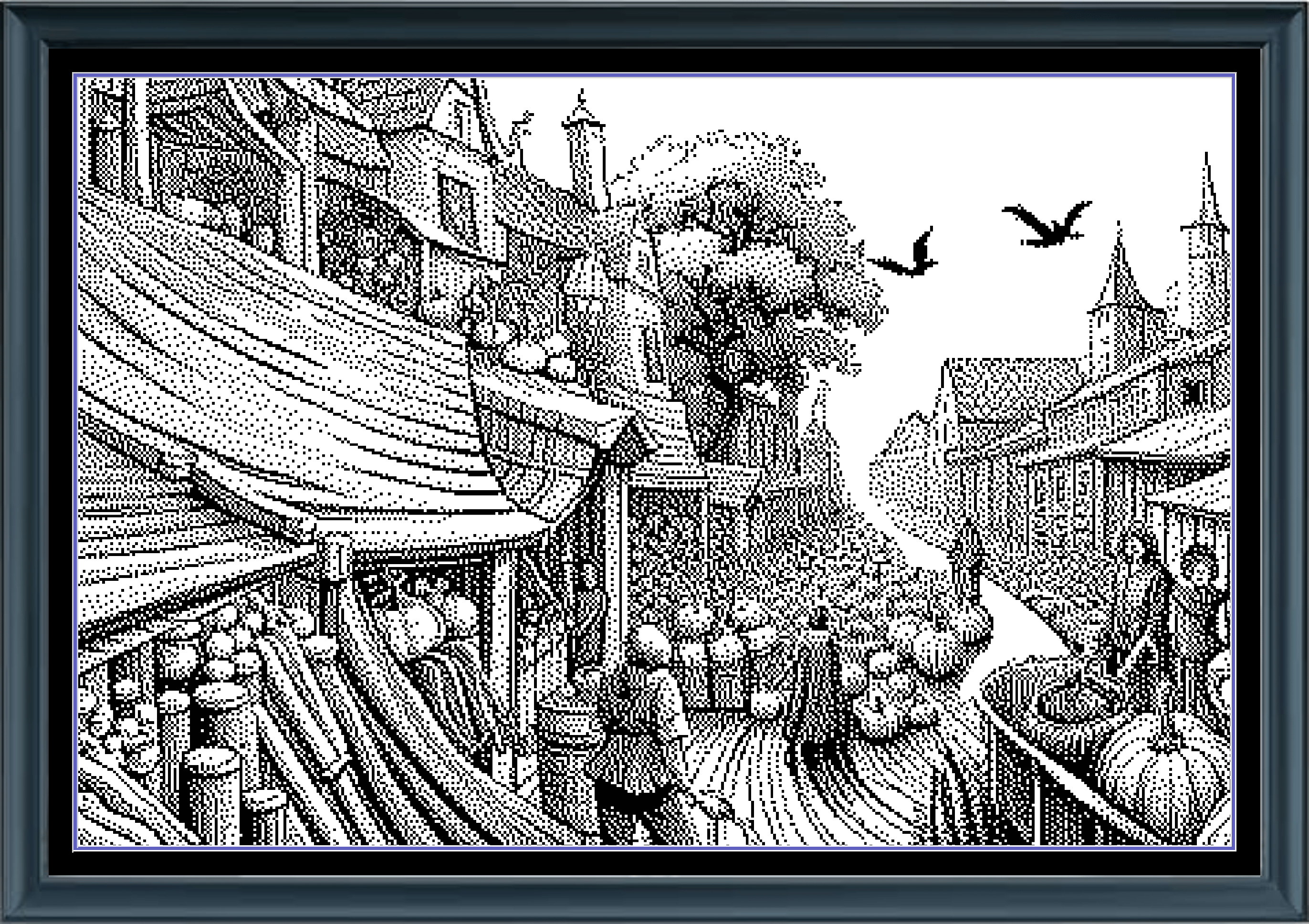 Stitching Jules Design Cross Stitch Pattern Medieval Village Middle Ages Monochrome Counted Cross-Stitch Pattern Digital Download