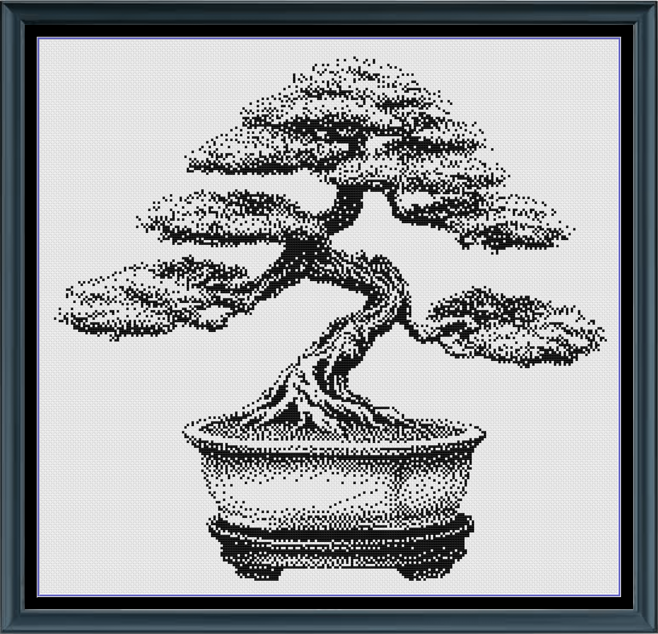 Medium Bonsai Tree Monochrome Japanese Plant Counted Cross