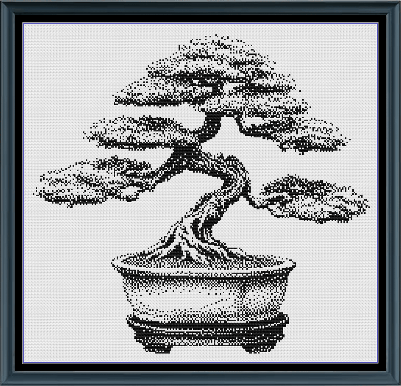 Stitching Jules Design Cross Stitch Pattern Medium Bonsai Tree Monochrome