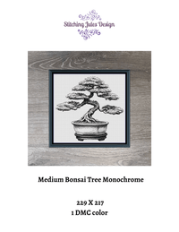 Thumbnail for Stitching Jules Design Cross Stitch Pattern Medium Bonsai Tree Monochrome