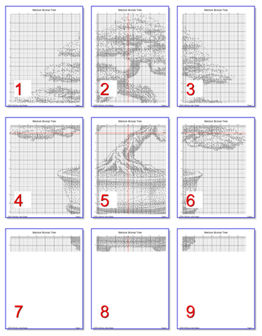 Stitching Jules Design Cross Stitch Pattern Medium Bonsai Tree Monochrome