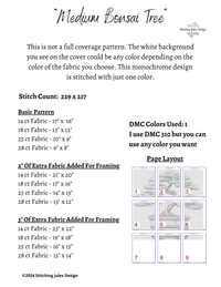 Thumbnail for Stitching Jules Design Cross Stitch Pattern Medium Bonsai Tree Monochrome