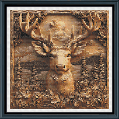 Stitching Jules Design Cross Stitch Pattern Medium Buck Engraving Full Coverage Counted Cross-Stitch Pattern (Digital Download)