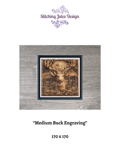 Stitching Jules Design Cross Stitch Pattern Medium Buck Engraving Full Coverage Counted Cross-Stitch Pattern (Digital Download)
