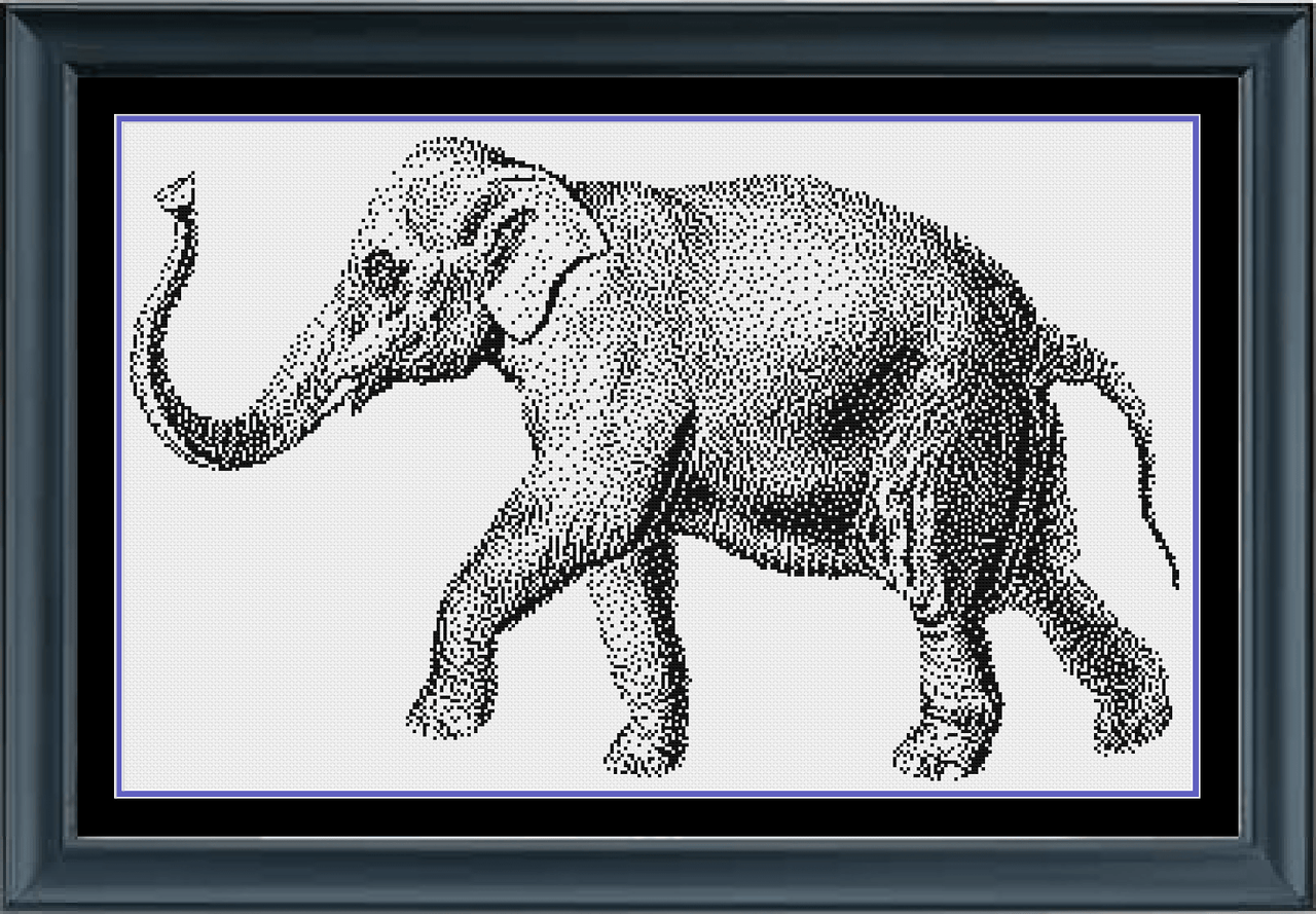 Stitching Jules Design Cross Stitch Pattern Medium Elephant Monochrome Counted Cross-Stitch Pattern | Elephant Cross-Stitch | Instant Download PDF