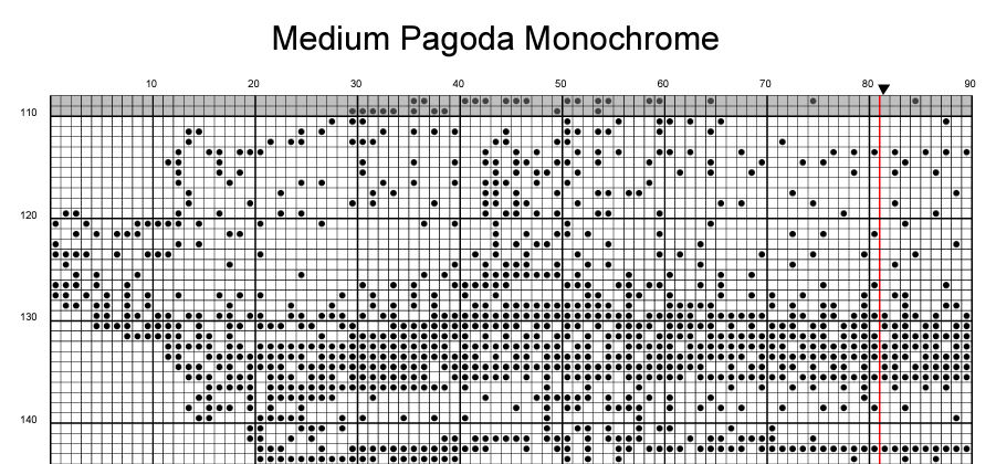 Stitching Jules Design Cross Stitch Pattern Medium Japanese Pagoda Monochrome Counted Cross-Stitch Pattern | Instant Download PDF