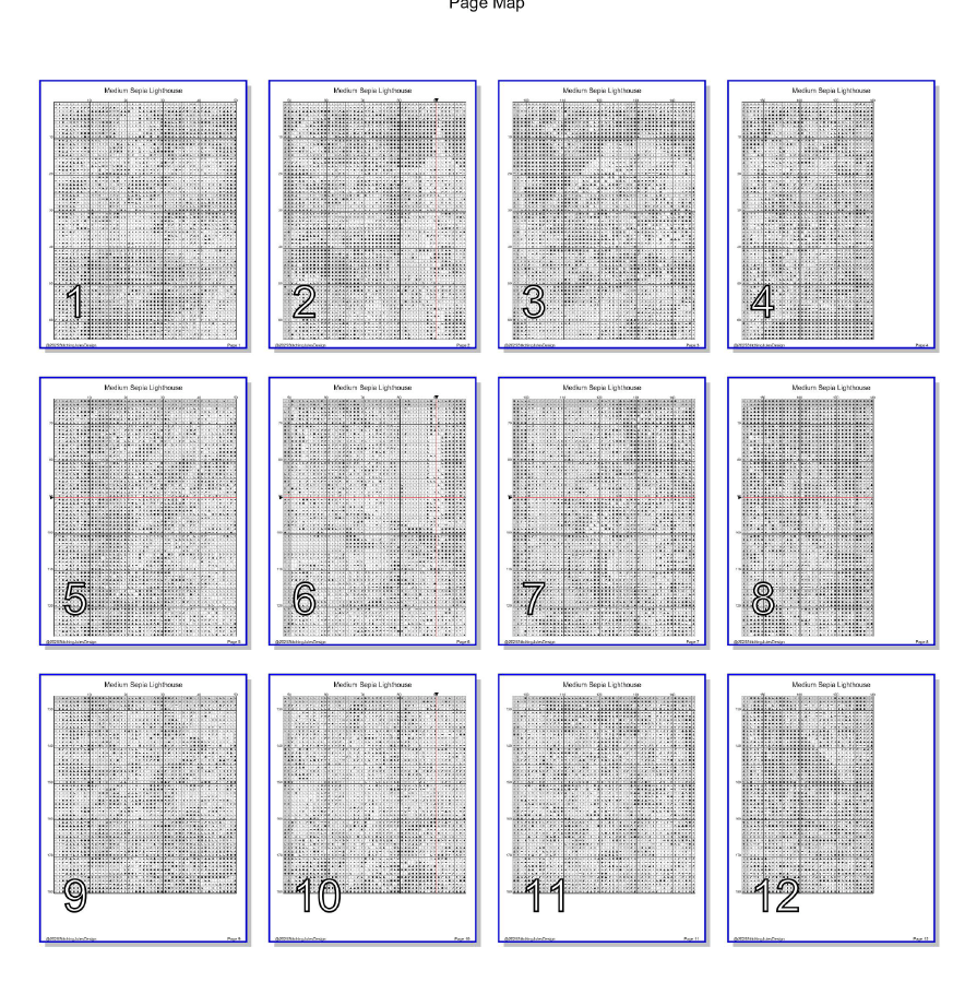 Stitching Jules Design Cross Stitch Pattern Medium Lighthouse Sepia Full Coverage Large Counted Cross Stitch Pattern (Digital Download)