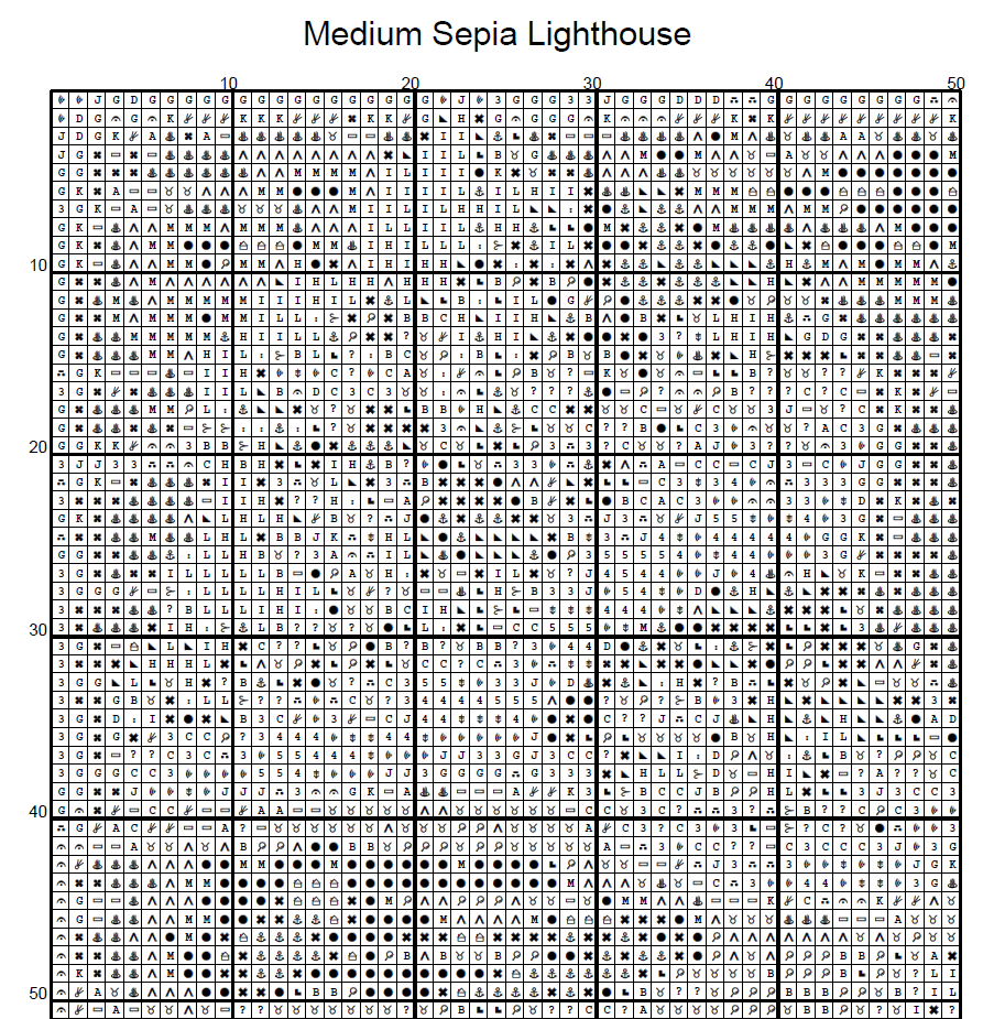 Stitching Jules Design Cross Stitch Pattern Medium Lighthouse Sepia Full Coverage Large Counted Cross Stitch Pattern (Digital Download)