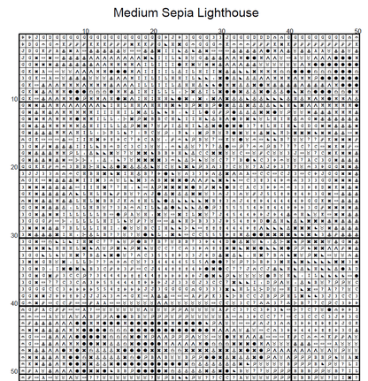 Stitching Jules Design Cross Stitch Pattern Medium Lighthouse Sepia Full Coverage Large Counted Cross Stitch Pattern (Digital Download)
