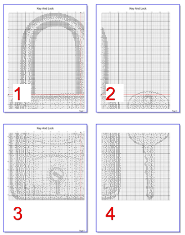 Stitching Jules Design Cross Stitch Pattern Medium Lock and Key Monochrome