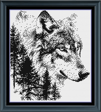 Thumbnail for Stitching Jules Design Cross Stitch Pattern Medium Monochrome Wolf Counted Cross-Stitch Pattern | Instant Download PDF