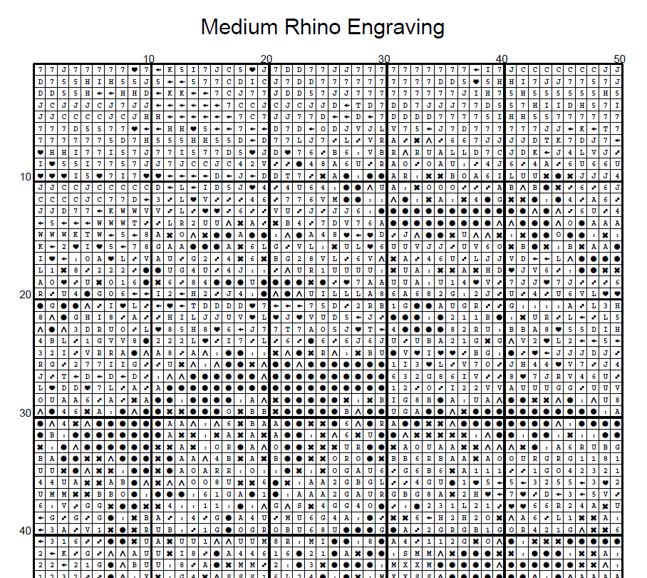 Stitching Jules Design Cross Stitch Pattern Medium Rhino Wildlife Engraving Full Coverage Counted Cross-Stitch Pattern (Digital Download)