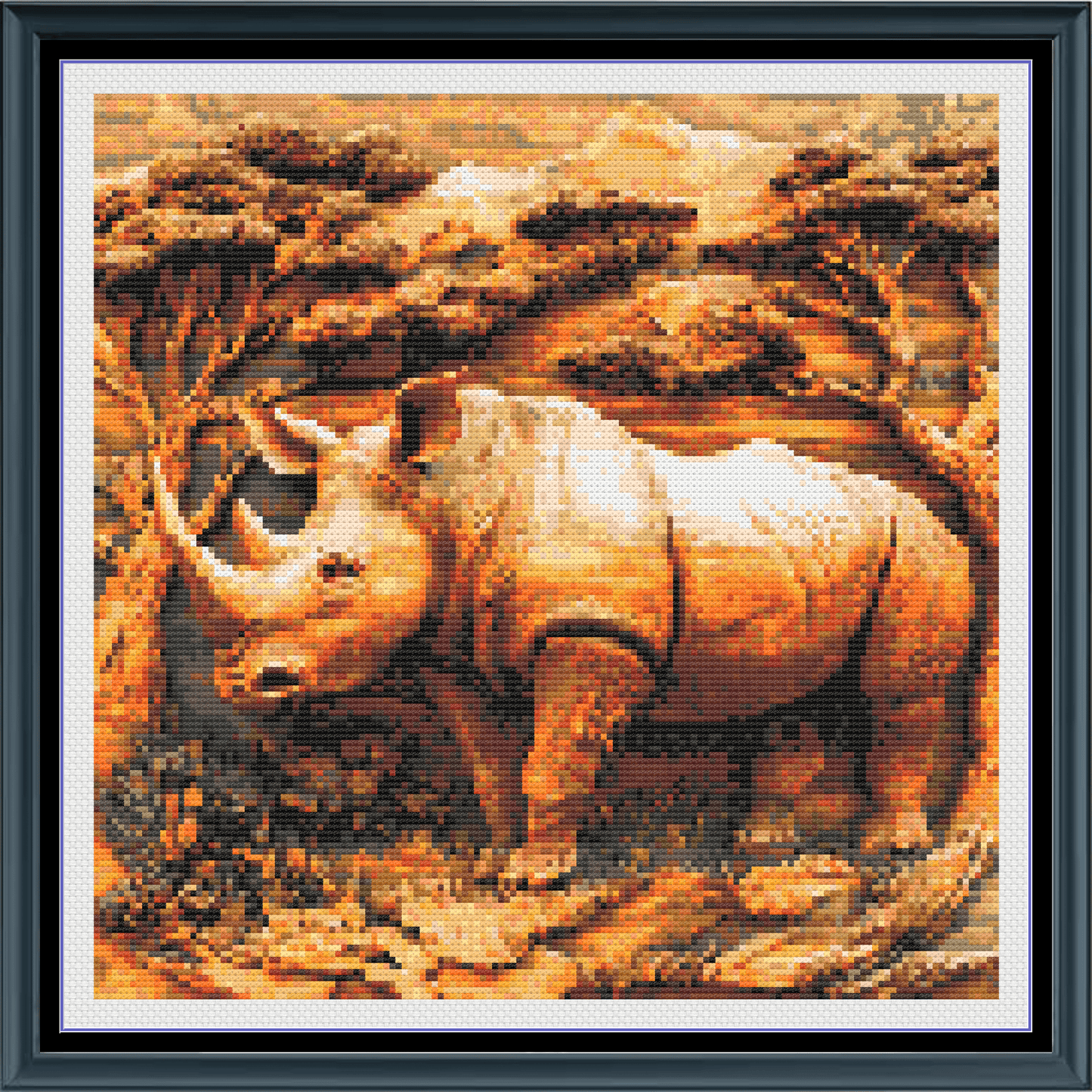 Stitching Jules Design Cross Stitch Pattern Medium Rhino Wildlife Engraving Full Coverage Counted Cross-Stitch Pattern (Digital Download)