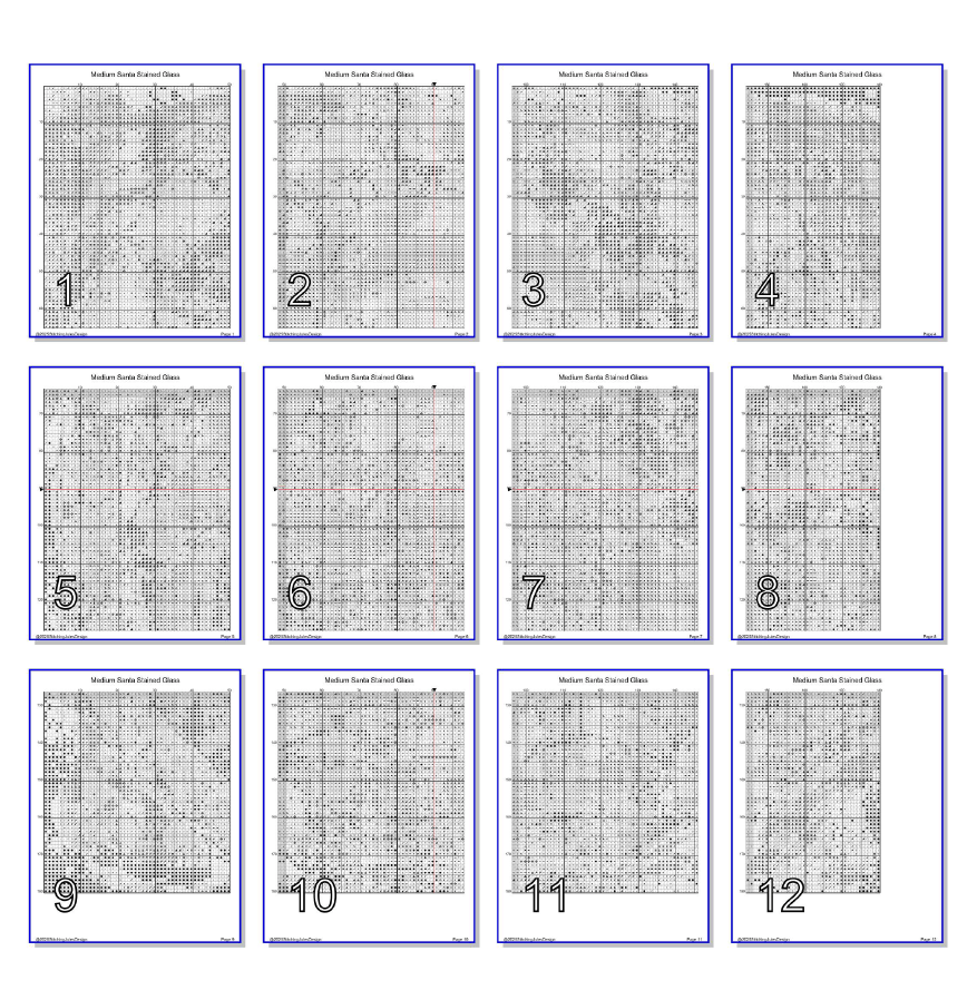 Stitching Jules Design Cross Stitch Pattern Medium Santa Stained Glass Christmas Full Coverage Counted Cross-Stitch Pattern (Digital Download)