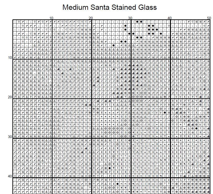 Stitching Jules Design Cross Stitch Pattern Medium Santa Stained Glass Christmas Full Coverage Counted Cross-Stitch Pattern (Digital Download)