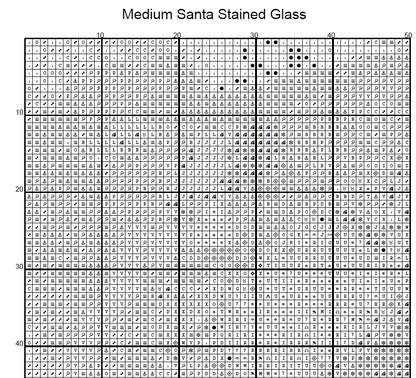 Stitching Jules Design Cross Stitch Pattern Medium Santa Stained Glass Christmas Full Coverage Counted Cross-Stitch Pattern (Digital Download)