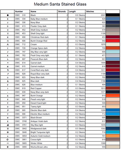 Stitching Jules Design Cross Stitch Pattern Medium Santa Stained Glass Christmas Full Coverage Counted Cross-Stitch Pattern (Digital Download)