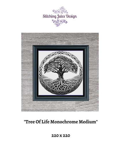 Stitching Jules Design Cross Stitch Pattern Medium Sized Tree Of Life Monochrome Cross Stitch Pattern Instant PDF Download