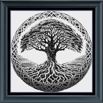 Stitching Jules Design Cross Stitch Pattern Medium Sized Tree Of Life Monochrome Cross Stitch Pattern Instant PDF Download