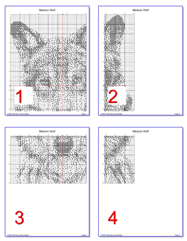 Stitching Jules Design Cross Stitch Pattern Medium Wolf Monochrome