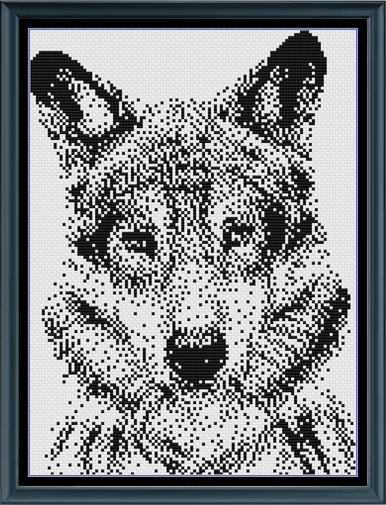 Stitching Jules Design Cross Stitch Pattern Medium Wolf Monochrome