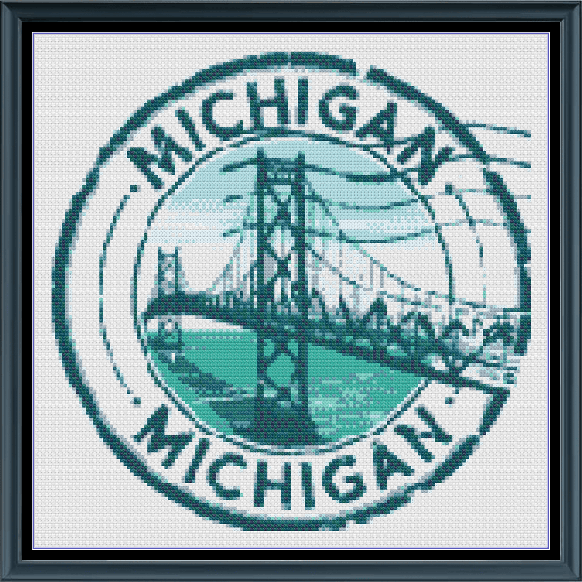 Michigan State Stamp US America Counted Cross-Stitch Pattern | Instant ...