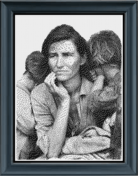 Thumbnail for Stitching Jules Design Cross Stitch Pattern Migrant Mother Monochromatic Vintage Historical Cross Stitch Pattern | PDF Digital Download