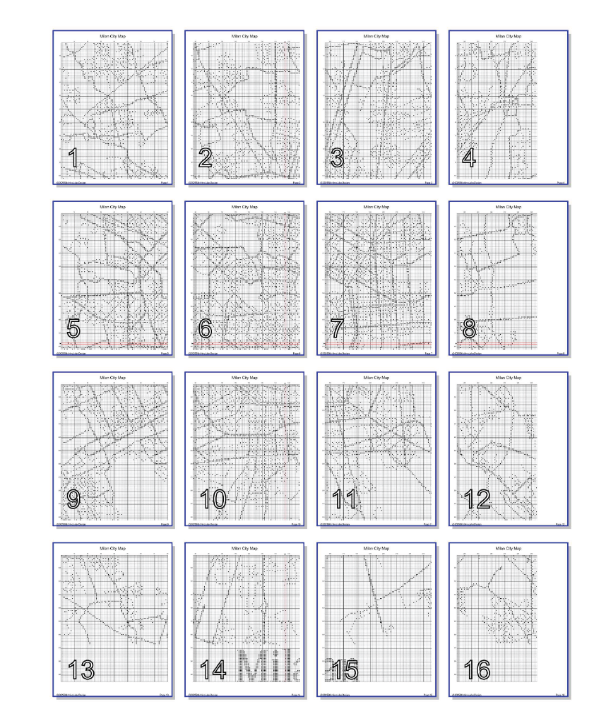 Stitching Jules Design Cross Stitch Pattern Milan Italy City Map Monochrome Counted Cross Stitch Pattern (Digital Download)