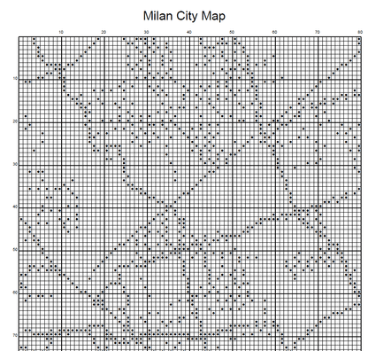 Stitching Jules Design Cross Stitch Pattern Milan Italy City Map Monochrome Counted Cross Stitch Pattern (Digital Download)