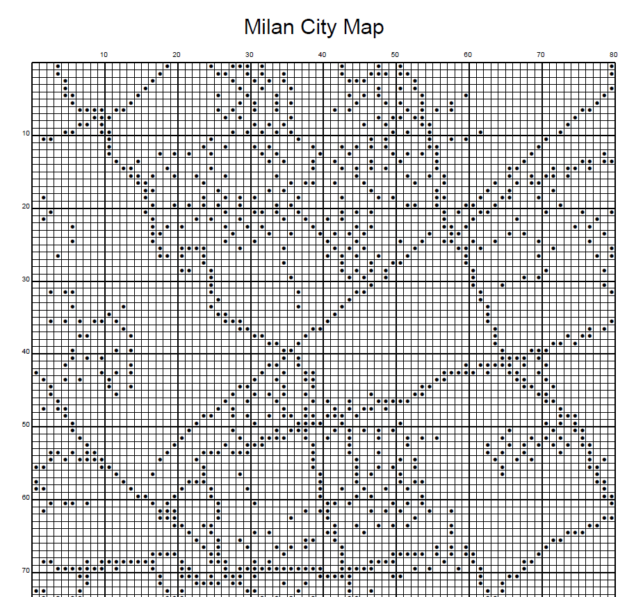 Stitching Jules Design Cross Stitch Pattern Milan Italy City Map Monochrome Counted Cross Stitch Pattern (Digital Download)
