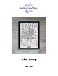 Thumbnail for Stitching Jules Design Cross Stitch Pattern Milan Italy City Map Monochrome Counted Cross Stitch Pattern (Digital Download)