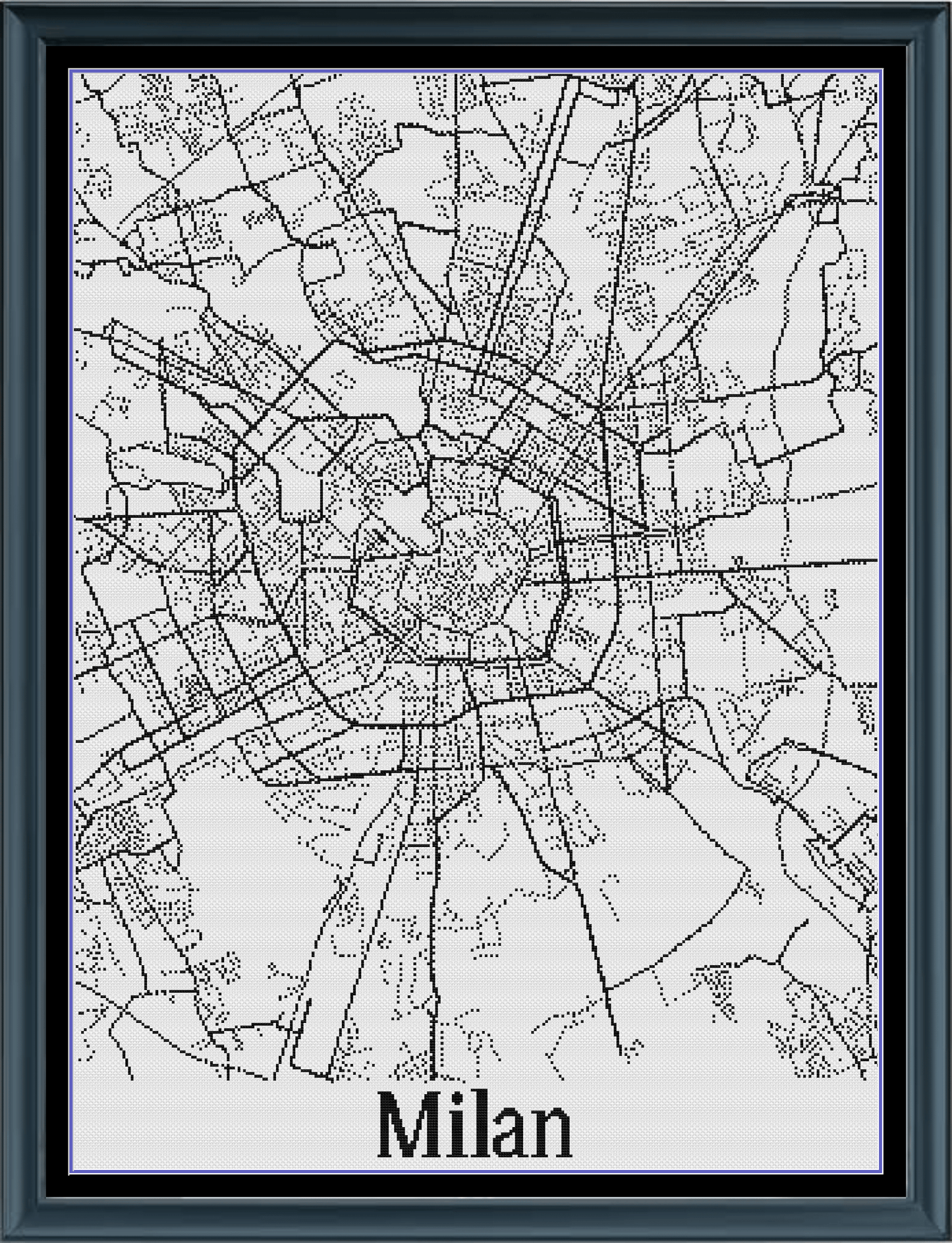 Stitching Jules Design Cross Stitch Pattern Milan Italy City Map Monochrome Counted Cross Stitch Pattern (Digital Download)