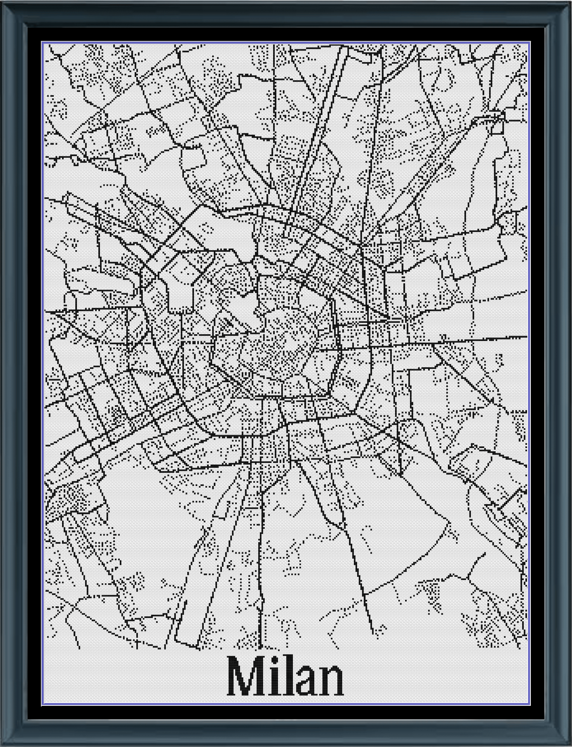 Stitching Jules Design Cross Stitch Pattern Milan Italy City Map Monochrome Counted Cross Stitch Pattern (Digital Download)