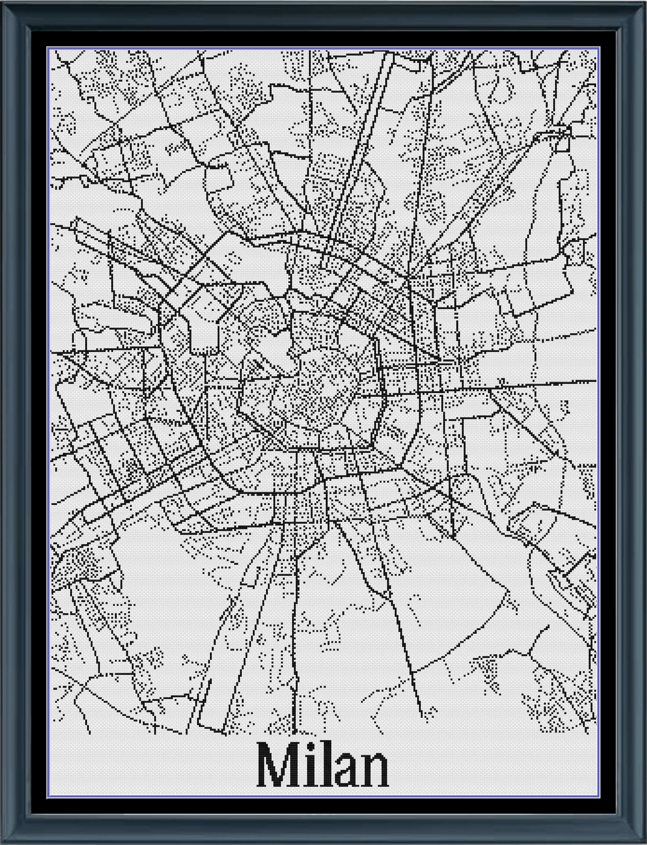 Stitching Jules Design Cross Stitch Pattern Milan Italy City Map Monochrome Counted Cross Stitch Pattern (Digital Download)