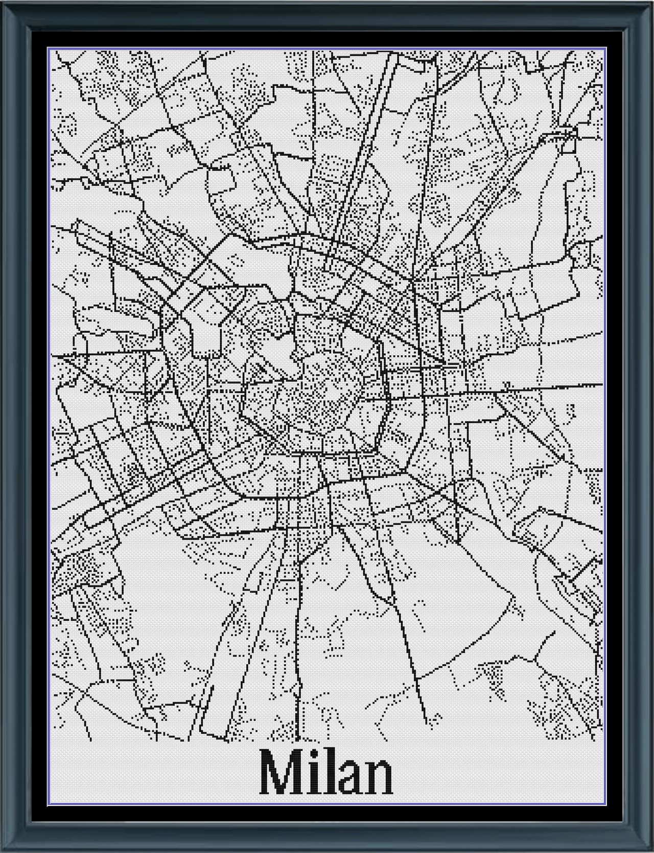 Stitching Jules Design Cross Stitch Pattern Milan Italy City Map Monochrome Counted Cross Stitch Pattern (Digital Download)