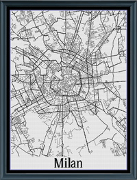 Thumbnail for Stitching Jules Design Cross Stitch Pattern Milan Italy City Map Monochrome Counted Cross Stitch Pattern (Digital Download)